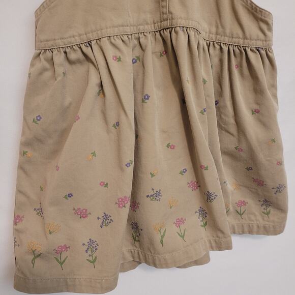 Carter’s Girls 4T Khaki Floral Embroidered Overall Jumper Dress 100% Cotton - Picture 6 of 13